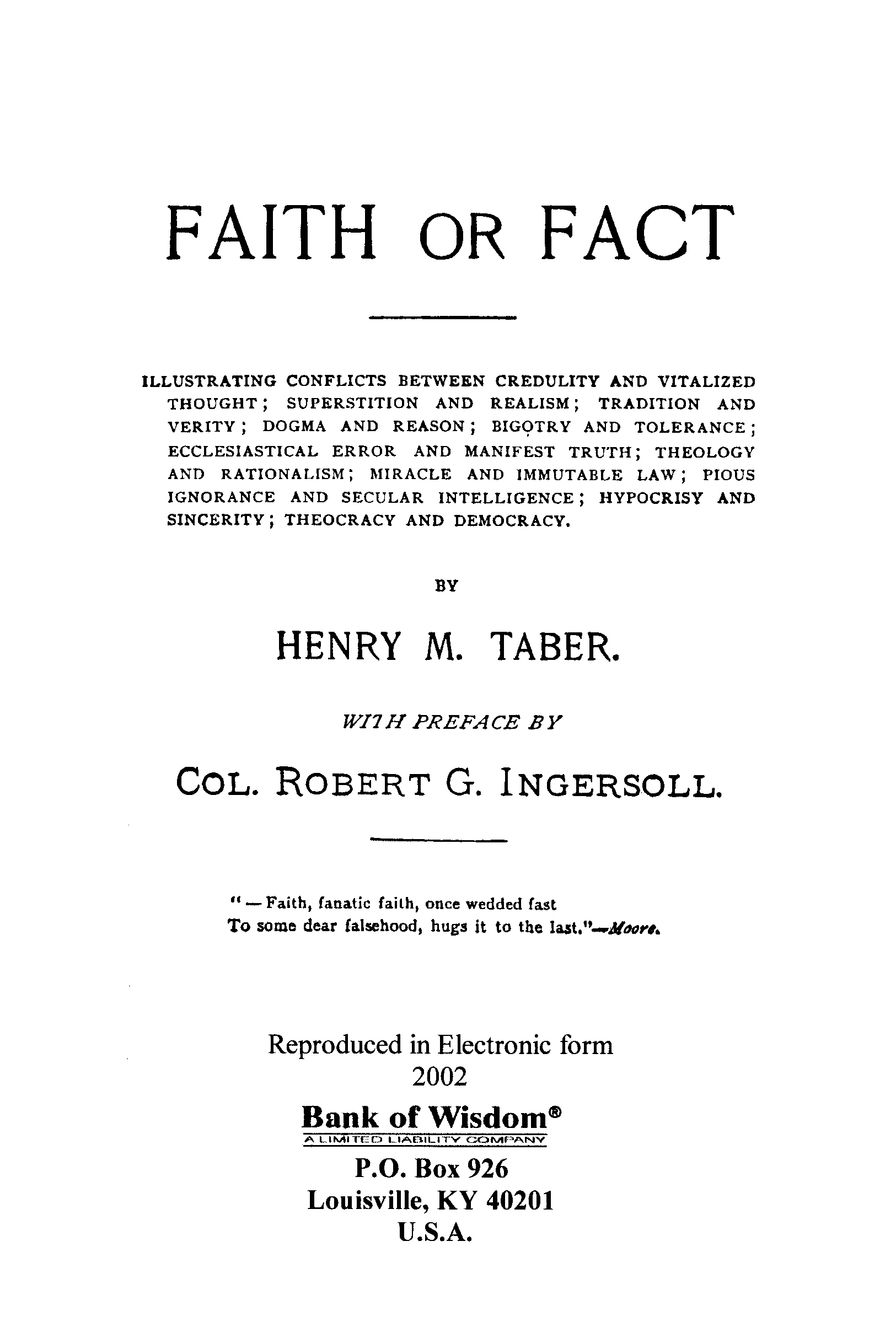 (image for) Faith or Fact